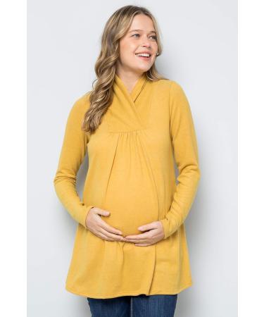 Bump Maternity High Neck Knit Sweater - XL Mustard Tunic Top | Made in USA - Buy Online on SooperMarket.com