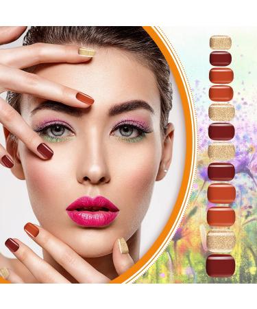 384 Pcs Fall Thanksgiving Press On Nails - Autumn Floral Pattern - Short Coffin Shape - Full Cover Fake Nails for Women - Buy Online on SooperMarket.com