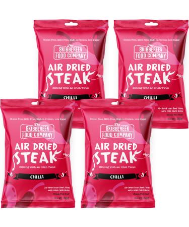 Grass Fed Beef Jerky Mild Chilli Flavour - Lean Beef Biltong Air Dried - The Perfect High Protein Snack - Low In Sugar Gluten Free MSG Free - 30g Bag Beef Slices by The Skibbereen Food Company