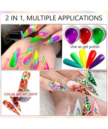 Saviland 36 Colors Gel Paint Nail Art Kit - French Ombre Spring Color Gel Polish Set with 15 Painting Brushes for DIY Nail Design & Salon Manicure - Buy Online on SooperMarket.com
