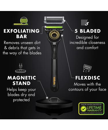 Gillette Labs Gold Edition Men's Razor Set - 1 Handle, 3 Blade Refills, Travel Case & Magnetic Stand - Buy Online on SooperMarket.com