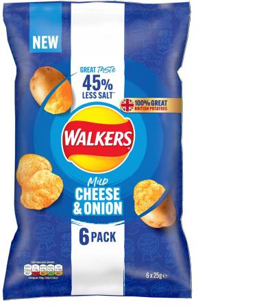 Walkers Less Salt Mild Cheese & Onion 6pk - Buy Online on SooperMarket.com