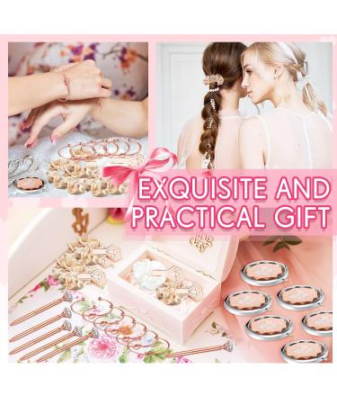 24 Pack Bridesmaid Proposal Gifts: Hair Scrunchies, Makeup Mirror, Love Knot Bracelets, Diamond Pens | Wedding Bridal Party Accessories - Buy Online on SooperMarket.com