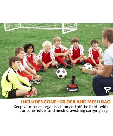 Pro Disc Cones Set of 50 with Carry Bag - Agility Soccer Basketball Football Training Equipment for Kids - Includes 15 Cone Drills Book - Buy Online on SooperMarket.com