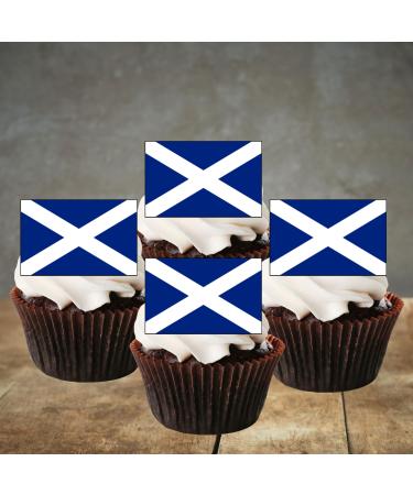 24 Edible Scottish Flag Cupcake Toppers Scotland Flag Six Nations Decorations Scottish Rugby Cake Decorations Six Nations Flags Scottish Flags Scottish Party Decorations Scotland Decorations