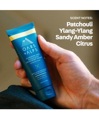 Oars + Alps Whole Body Deodorant Cream For Men - Multi-Action Odor Defense - Aluminum Free Baking Soda Free Anti-Chafe - 2.5 Ounce Tube - California Coast - Buy Online on SooperMarket.com