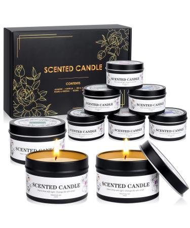Fragrance candles gift set for women fragrance candle set gifts for men 9 x 75g soy wax - long -lasting fragrance - 180 hours of burning time aromatherapy candles small gifts for Christmas birthday