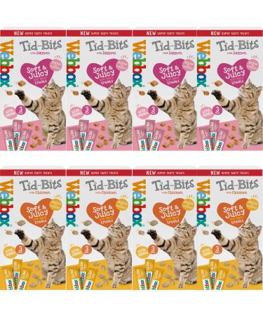 Webbox Tid-Bits Treats Variety Pack Chicken & Salmon Semi Moist Cat Treats (24 Treat Packs) (Mixed Variety)