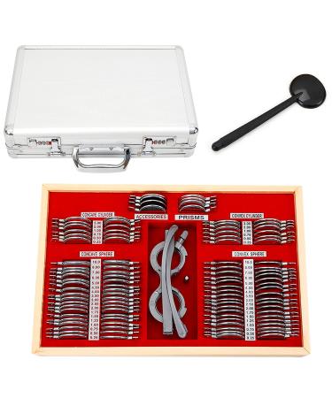 104pcs trial lens set optical test lens set metal rim optometry trial lens test lens test lens optometry equipment aluminum box optometry kit with frame