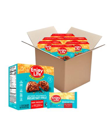 Enjoy Life Dark Chocolate Soft Baked Ovals Breakfast Bars, Vegan, Gluten Free, Dairy Free, Nut Free, Soy Free, Non GMO, Allergy Friendly, 6 Boxes, Bulk Granola Bars
