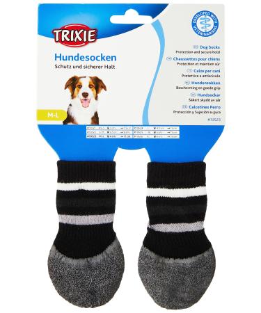Trixie 19523 Dog Socks Anti-Slip M-L 2 pcs. Black Black Medium / Large
