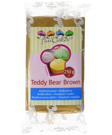 Funcakes Fondant Teddy Bear Brown: Easy to use smooth elastic soft and cuddly perfect for decorating cakes halal kosher and gluten -free.250 g Teddy bear brown