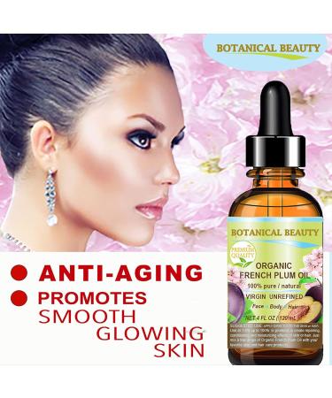 Buy 100% Pure Organic Plum Oil - Cold Pressed Carrier Oil for Face Skin Hair & Nails | 4 Fl. oz - Botanical Beauty - Buy Online on SooperMarket.com