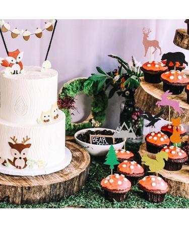 Arthsdite 24Pcs Woodland Creatures Theme Cupcake Toppers Tree Mountain Deer Bear Rabbit Squirrel Fox Cupcake Picks Safari Jungle Animals Theme Baby Shower Birthday Party Cake Decorations Supplies - Buy Online on SooperMarket.com
