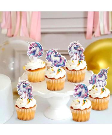 Cyodoos 24PCS Unicorn Cupcake Toppers Unicorn Theme Birthday Party Cute Decorating Supplies for Boy Girl Birthday Party Baby Shower Party Supplies Decoration (two-sided) Color - Buy Online on SooperMarket.com