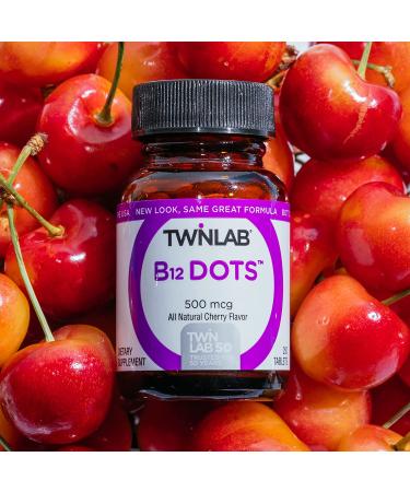 Twinlab B-12 Vitamin 500 MCG Dots - Cherry Flavor - 250 Tablets - Boost Energy & Support Health - Buy Online on SooperMarket.com