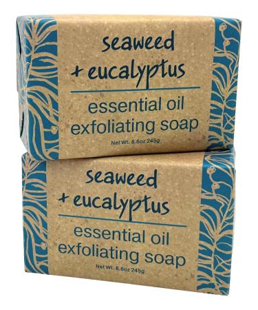 Greenwich Bay Trading Co Seaweed and Eucalyptus Essential Oil Exfoliating Bath Bar Soap Set of 2 8.6 Ounces Each