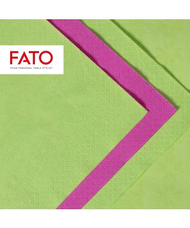 Fato Disposable Napkins 50 Pack - 33x33cm 2-Layer Apple Green - Ideal for Lunch & Buffets - 100% Pure Cellulose FSC Certified - Buy Online on SooperMarket.com