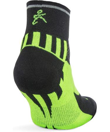 Enduro Reflective Arch Support Running Socks (1 Pair) Black/Neon Green - Men & Women - Large - Buy Online on SooperMarket.com