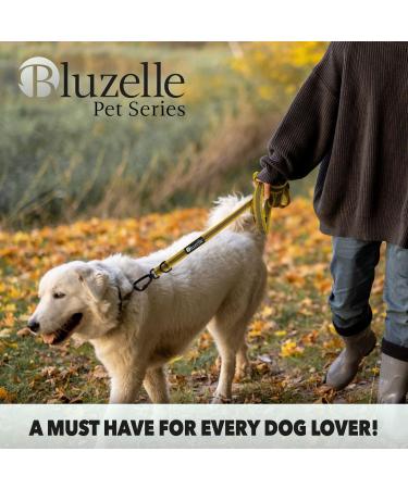 Bluzelle Strong Double Dog Lead 3m for Large Dogs | Adjustable & Reflective | Hands-Free Leash for Dogs up to 220lb | Yellow - Buy Online on SooperMarket.com