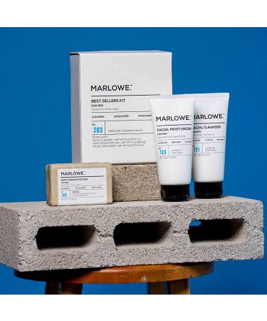MARLOWE Best Sellers Kit | No. 203: Body Scrub Soap, Men's Facial Cleanser & Moisturizer Set - Buy Online on SooperMarket.com