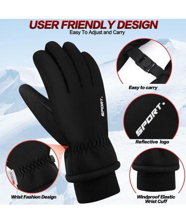 LECEVOCY Winter Warm Thermal Snow Gloves - Waterproof, Windproof, Touchscreen Ski Gloves for Cold Weather -30, Ideal for Work, Hiking, Running, Cycling, Riding, and Outdoor Activities - Men & Women (Black, Medium) - Buy Online on SooperMarket.com