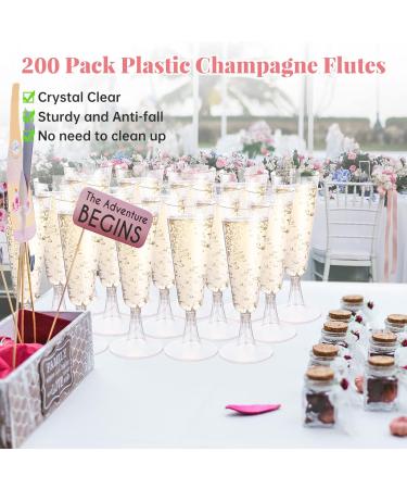 200 Pcs Clear Plastic Champagne Flutes - Disposable Toasting Glasses for Wedding & Parties - Buy Online on SooperMarket.com