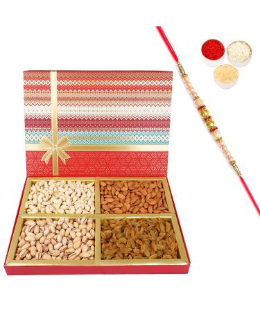 Jaiccha Ghasitaram Rakhi Gifts for Brothers Fruit n Nut Dryfruit Box 1000 GMS with Pearl Rakhi Fruit n Nut Dryfruit Box 1000 GMS with Rakhi