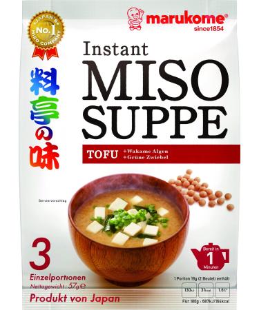 Marukome Instant Miso Soup (from Japan with tofu MSG free quick preparation) 1 x 57 g Tofu 57 g (1 pack)