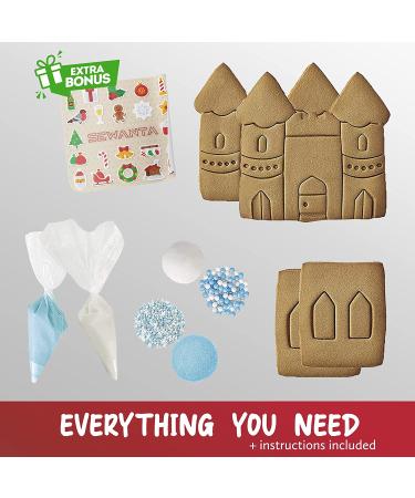 Winter Castle Gingerbread House Kit with Candy, Icing, and Fondant - DIY Gingerbread House Decorating Kit with Holiday Stickers Included - Buy Online on SooperMarket.com