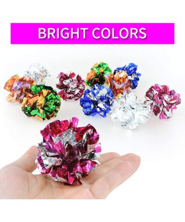Andiker Cat Crinkle Balls 2.36 Inches - Colorful Chew and Chase Mylar Cat Toys for Indoor Cats - 10pc - Buy Online on SooperMarket.com