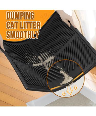 Eyein Waterproof Cat Litter Mat - 80x60cm Black - Urine Proof & Easy to Clean Litter Box Mat with Scatter Control - Non-Slip & Washable Kitty Litter Rug - Buy Online on SooperMarket.com