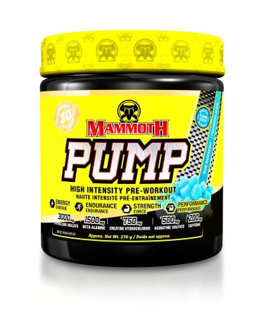 MAMMOTH PUMP Pre Workout Powder Superior Muscle Pumps Increase Strength & Endurance Explosive Power & Energy Supplement Heightened Focus Quick Recovery Reduced Soreness (30 Serves Blue Raspberry) Blue Raspberry 30 Servings (Pack of 1)