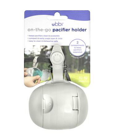 Ubbi On The Go Dual Pacifier Holder with Silicone Strap - Gray | Keep Baby's Binkies Clean and Accessible - Buy Online on SooperMarket.com