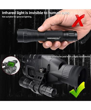 DARKBEAM Infrared 940nm Night Vision Scope Light - Long Range LED IR Flashlight for Hunting & Observation - Rechargeable Portable Tactical Illuminator Kit - Buy Online on SooperMarket.com