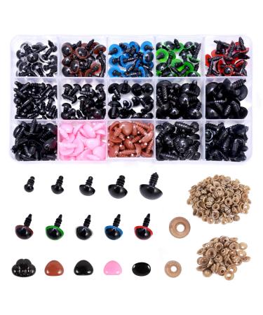 Plastic Safety Eyes and Noses with Washers 570 Pcs  Craft Doll Eyes and Teddy Bear Nose for Amigurumi  Crafts  Crochet Toy and Stuffed Animals (Assorted Sizes) Colorful