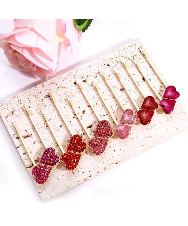 12 Pack Boderier Valentine's Day Heart Bobby Pins - Red Enamel Rhinestone Hairpins for Women & Girls - Buy Online on SooperMarket.com