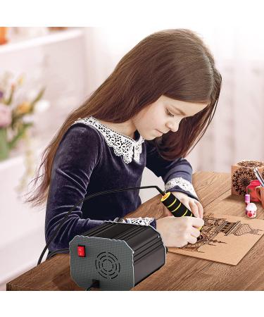 60W Wood Burning Kit with 24 Tips, Dual Pen Pyrography Tool for Teen Artists - Perfect Gift for Creative Teens | Black Grey - Buy Online on SooperMarket.com