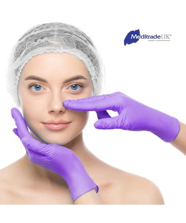 Meditrade Nitrile Examination Gloves - Medium Powder Free Hypoallergenic Heavy Duty Long Cuff Ambidextrous Disposable for Any Sector Bulk Buy (Large) (Violet) - Buy Online on SooperMarket.com