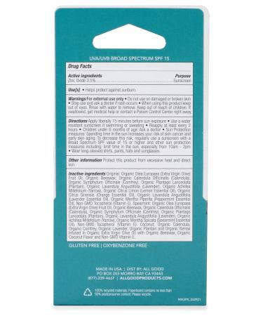 All Good SPF 15 Lip Balm - Calendula Olive Oil Beeswax Vitamin E - 6-Pack (Original/Spearmint/Coconut) - Buy Online on SooperMarket.com