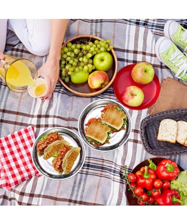TOPZEA 10 Pack Stainless Steel Round Plates 9 Inch - Ideal for Camping, Outdoor Picnics, Hiking, and BBQ - Durable Dinner Plates for Home and Canteen Use - Buy Online on SooperMarket.com