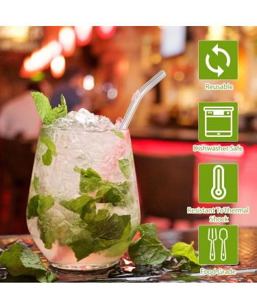 Reusable Glass Straw Clear Glass Straws with Flowers Reusable Straws for Smoothies and Normal Liquid Drinks 6 Bent Straw with 2 Cleaner Brush Flowers Straws - Buy Online on SooperMarket.com