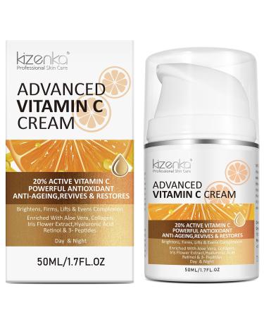 Vitamin C Cream 20% Vitamin C Age Aging Cream for Face and Skin Moisrturiser Day Cream Fits for Women for Smoothing Fine Lines & Wrinkles - 50ml