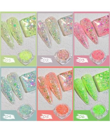 6 Box Nail Sequins Fine Glitter for Acrylic & Resin Nails - Holographic & Chunky Glitters (Pattern 4) - Buy Online on SooperMarket.com