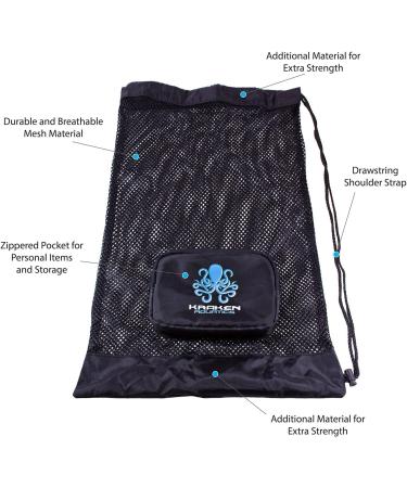 Kraken Aquatics Compact Mesh Gear Bag - Ideal for Scuba Diving, Snorkeling, Swimming, Beach & Sports - Black - Buy Online on SooperMarket.com