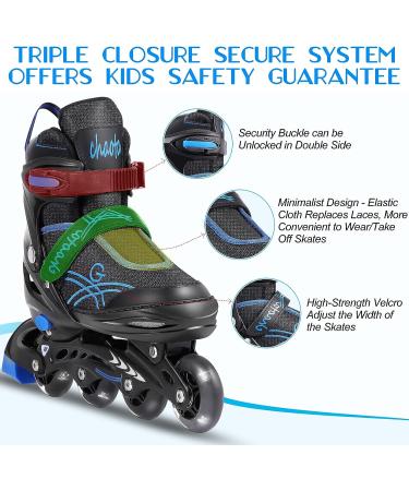 Soldow Adjustable Inline Skates with Light Up Wheels - Black Rollerblades for Kids and Adults - Buy Online on SooperMarket.com