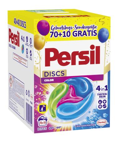 Persil 4in1 Discs Color Color detergent 70+10 (1 x 80) Washproofs for stain removal luminos freshness fiber pulle and hygienically pure laundry 80 wash loads (1 Pack)