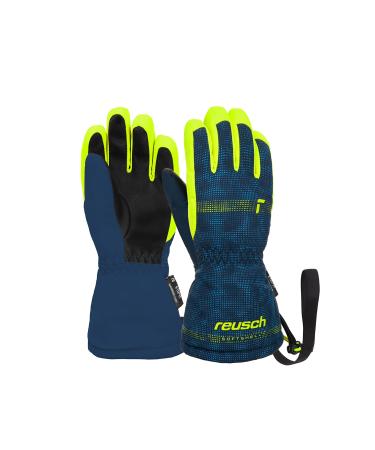 Reusch Unisex Baby Maxi R-Tex XT Waterproof membrane warm ski gloves everyday gloves snow sledding baby gloves winter gloves 4955 Dress Blue/Safety Yellow V