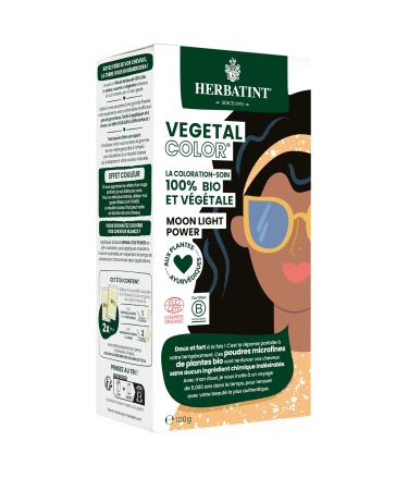 Herbatint Vegetal Color - 100% Natural & Organic Herbal Hair Dye Moon Light Power - Black 100g