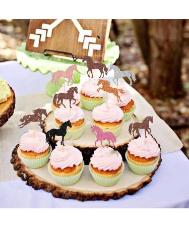 Rsstarxi 24 Pack Horse Cupcake Toppers Horse Cake Decoration Animal Horse Cupcake Picks for Horse Racing Party Equestrian Themed Birthday Baby Shower Party Decorations Multi - Buy Online on SooperMarket.com